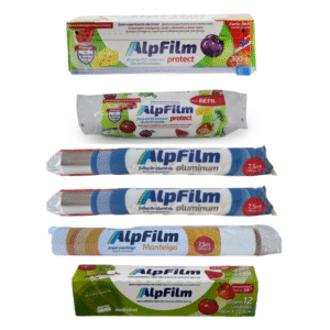 Combo dobradinha P + Alumínio + Papel Manteiga + Alpfilm Zip Lock P (1 unidade de Trilho + 1 unidade refil 28cm x 300m + 2 unidades Papel alumínio 30cm x 7,5m + 1 Papel Manteiga 30cm X 7,5m + 1 unidade Zip Lock 18cm x 22,5cm - 12 un. por embalagem) - C31
