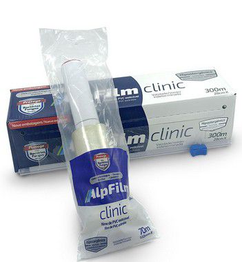 Combo Clinic Manopla (Cabo Giratório) em dobro + Clinic Trilho (2 unidades Filme PVC Hipoalergênico AlpFilm Clinic com Manopla 12cm x 70m + 1 unidade AlpFilm Clinic Trilho 28cm x 300m) - C26